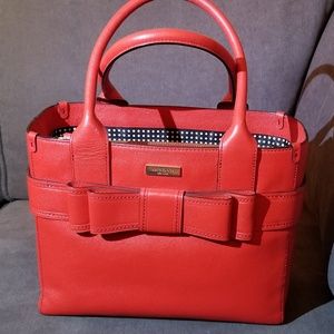 Kate Spade Red pebbled leather bow bag!